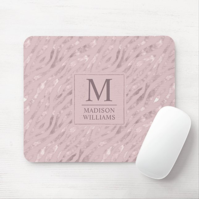 Custom Soft Blush Pastel Pink Gold Glitter Pattern Mouse Pad (With Mouse)