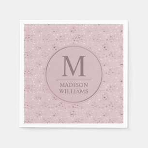 Custom Soft Blush Pastel Pink Gold Glitter Pattern Napkin