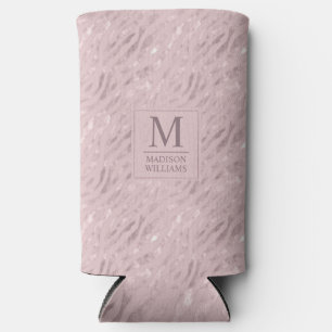 Custom Soft Blush Pastel Pink Gold Glitter Pattern Seltzer Can Cooler