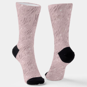 Custom Soft Blush Pastel Pink Gold Glitter Pattern Socks