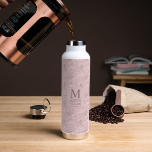 Custom Soft Blush Pastel Pink Gold Glitter Pattern Water Bottle