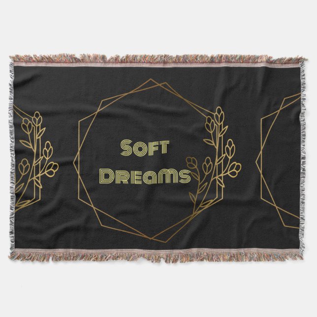 Custom Soft Dreams Text name light yellow text Throw Blanket (Front)