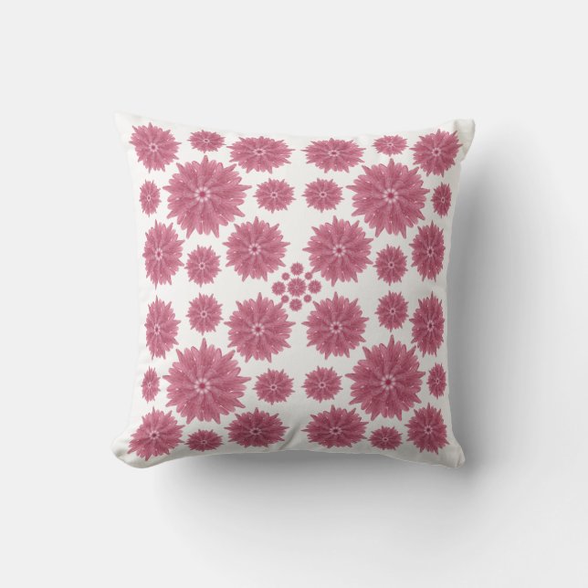 Custom Soft Dusty Pink Chrysanthemum Pattern Cushion (Front)