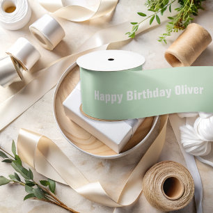 Custom Soft Mint Green Happy Birthday Ribbon Satin Ribbon