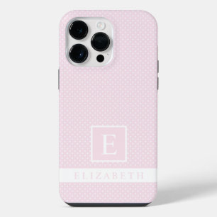 Custom Soft Pale Pastel Baby Pink White Polka Dot iPhone 14 Pro Max Case