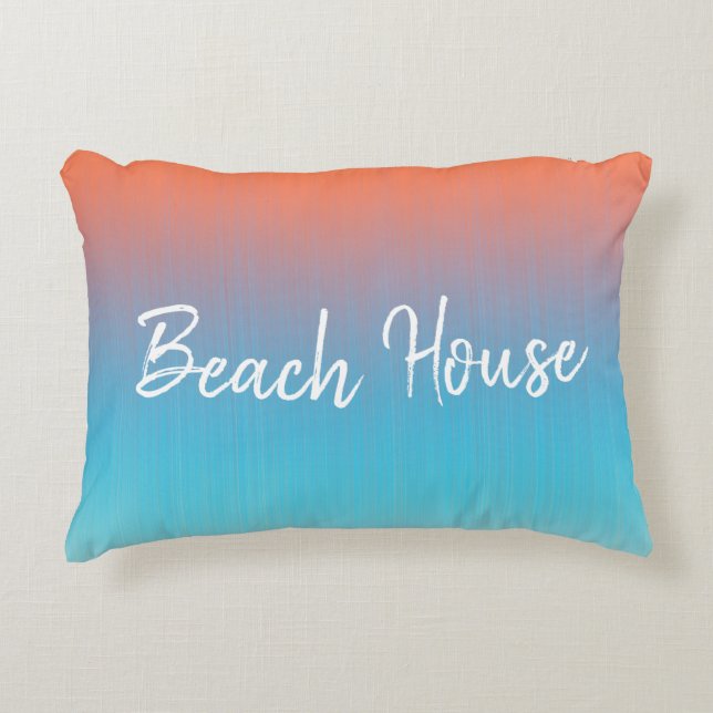 Custom Soft Toned Orange Blue Decorative Cushion (Front)