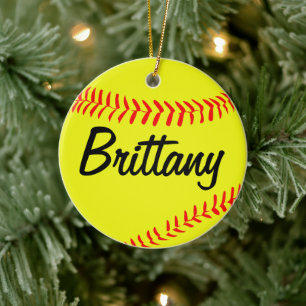 Custom Softball Christmas Ornament
