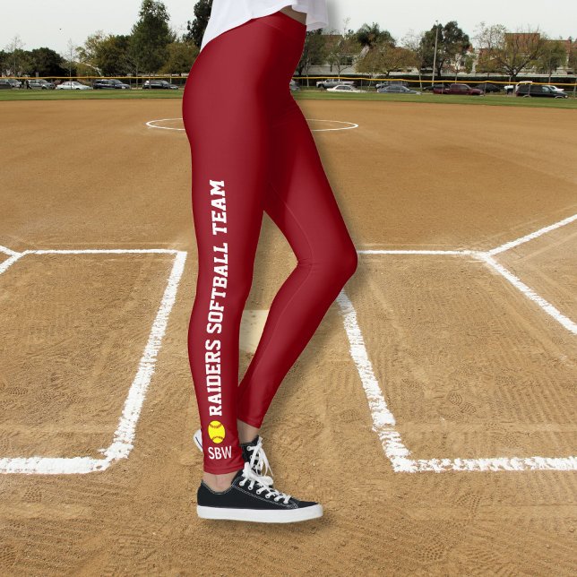 Custom Softball Leggings Team Player Name Monogram (Creator Uploaded)