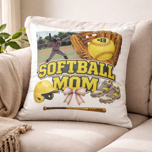 Custom Softball Mum Photo Collage Cushion (Creator Uploaded)