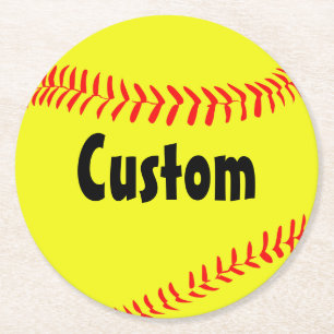 Custom Softball Paper Drink Coasters
