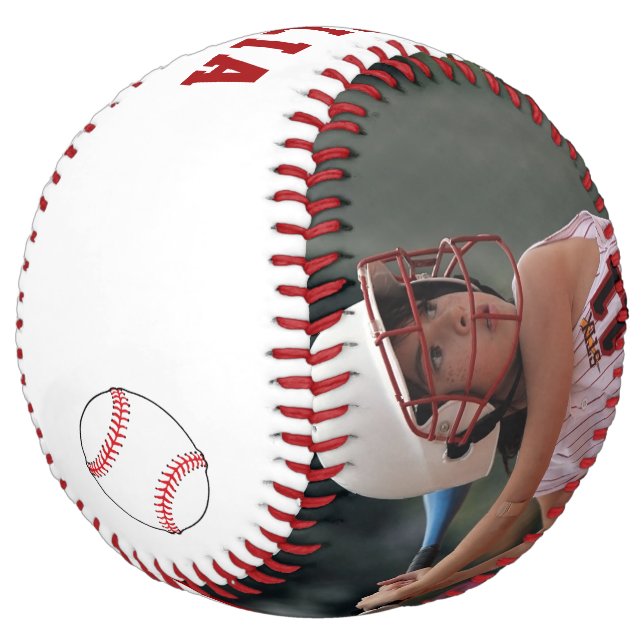 Custom Softball Player Name Number Photo (Angled)