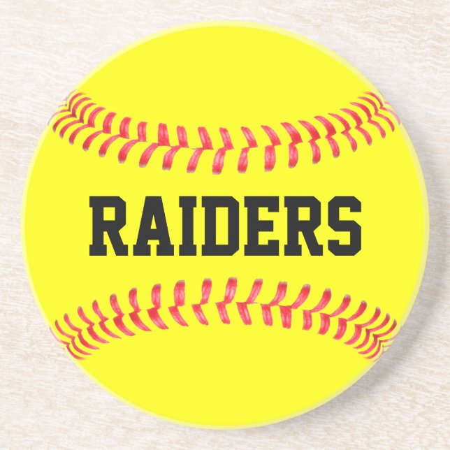 Custom Softball Team Name Text Sports Coach Player Coaster (Front)