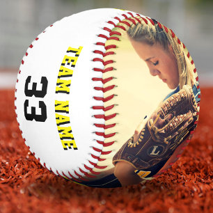 Custom Softball with Team Name Number Photo