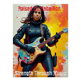 Custom Soldier Girl Guitarist Art Inspirational Poster