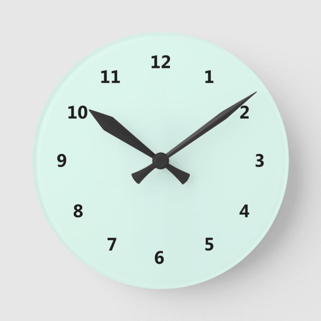 Custom Solid Light Mint Green Colour Round Clock (Front)