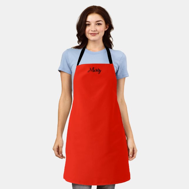 Custom Solid red Christmas stylish Apron (Worn)