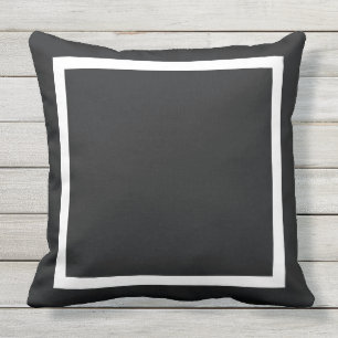 Custom solid slate black / white frame decorative cushion