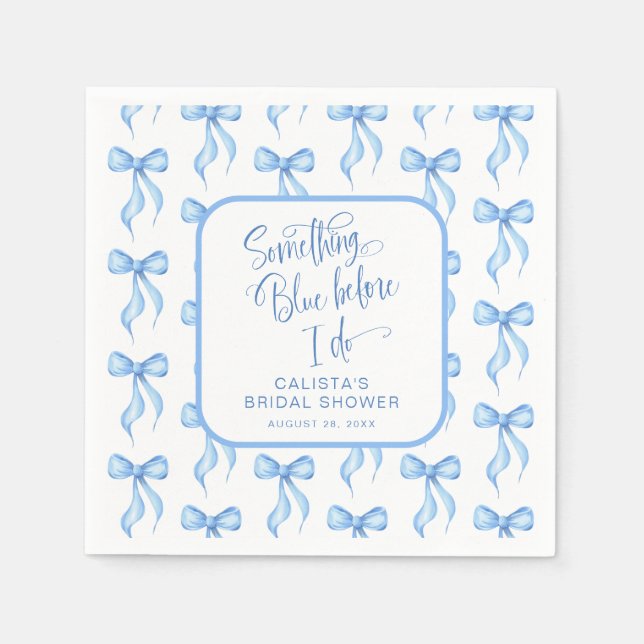 Custom Something Blue Before I Do Bridal Shower Napkin (Front)