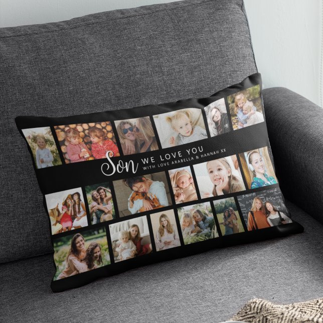 Custom Son 18 Photo Collage Lumbar Cushion (Creator Uploaded)