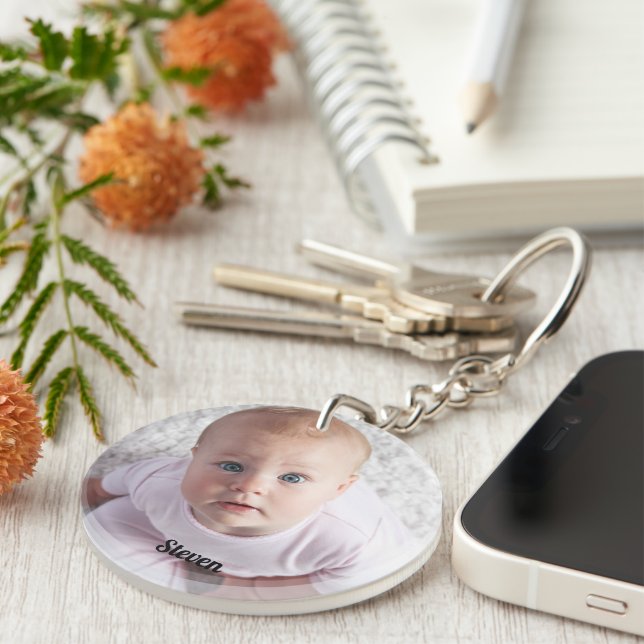 Custom Son Photo keychain , personalised name (Front Right)