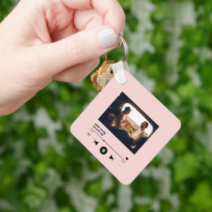 Custom Song pink blush With Picture Personalised   Key Ring