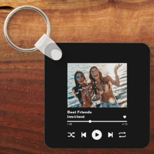 Custom Song QR Code Besties Friendship photo Key Ring