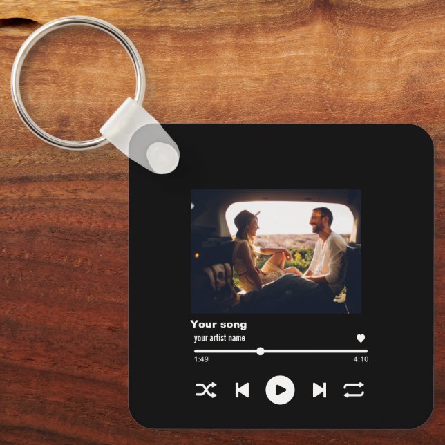 Custom Song QR Code With Picture Personalised  Key Ring (Front)