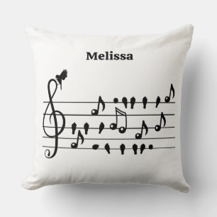Custom Songbird Treble Clef Art  Cushion