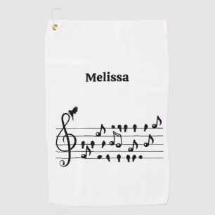 Custom Songbird Treble Clef Art Golf Towel