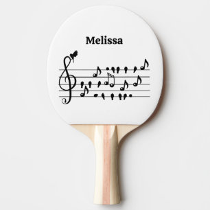 Custom Songbird Treble Clef Art Ping Pong Paddle