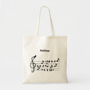 Custom Songbird Treble Clef Art Tote Bag