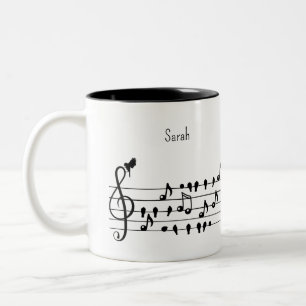 Custom Songbird Treble Clef Art Two-Tone Coffee Mug