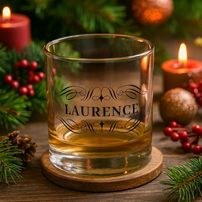 Custom Sophisticated Name In Black Script Whiskey Glass (Creator Uploaded)