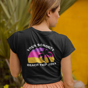 Custom Sorority Beach Trip Palm Tree w Back Text T-Shirt