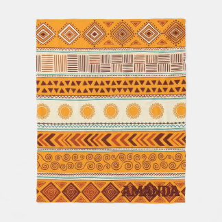 Custom Southwestern Tribal Yellow Sun Fleece Blanket