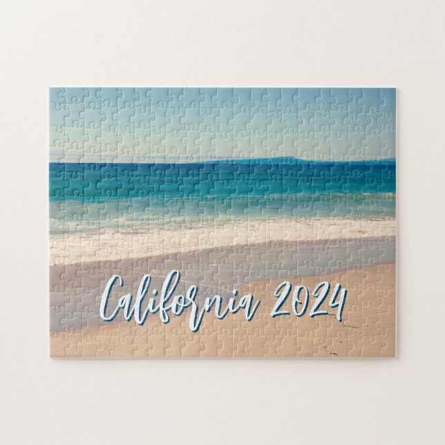Custom Souvenir Photo Ocean Blue Scenic Beach Jigsaw Puzzle (Horizontal)