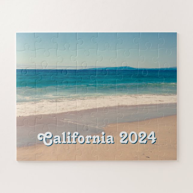 Custom Souvenir Photo Ocean Blue Scenic Beach Jigsaw Puzzle (Horizontal)