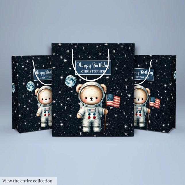 Custom Space Bear Gift Bag for Boy Celebration (Custom Space Bear Gift Bag for Boy Celebration)