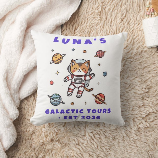 Custom Space Cat Astronaut Decorative Cushion (Blanket)