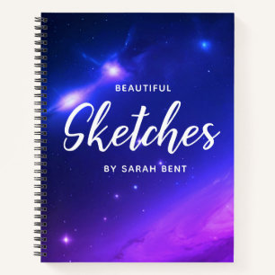 Custom Space Customisable Name Sketchbook Notebook