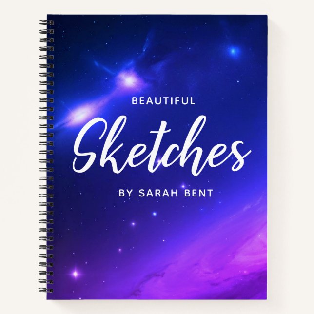 Custom Space Customisable Name Sketchbook Notebook (Front)