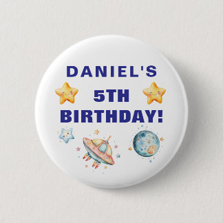 Custom Space-Themed Kids Birthday Party 6 Cm Round Badge