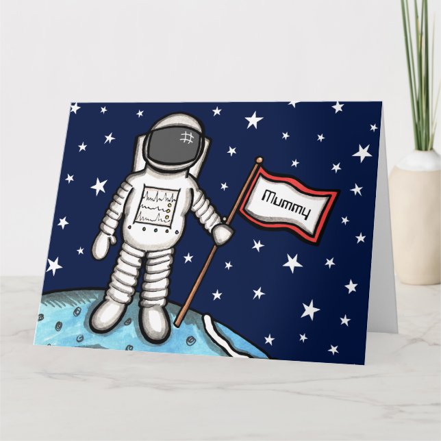 Custom Spaceman Astronaut Cosmic Mother's Day Card (Front)
