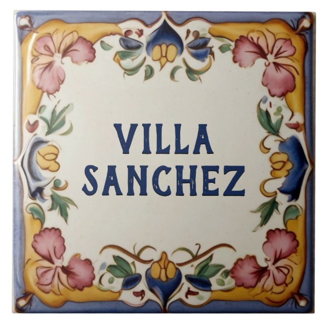 Custom Spanish Design House Name Plate Ceramic Tile (Front)