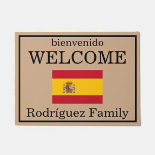 Custom Spanish Flag Family Name Door Mat