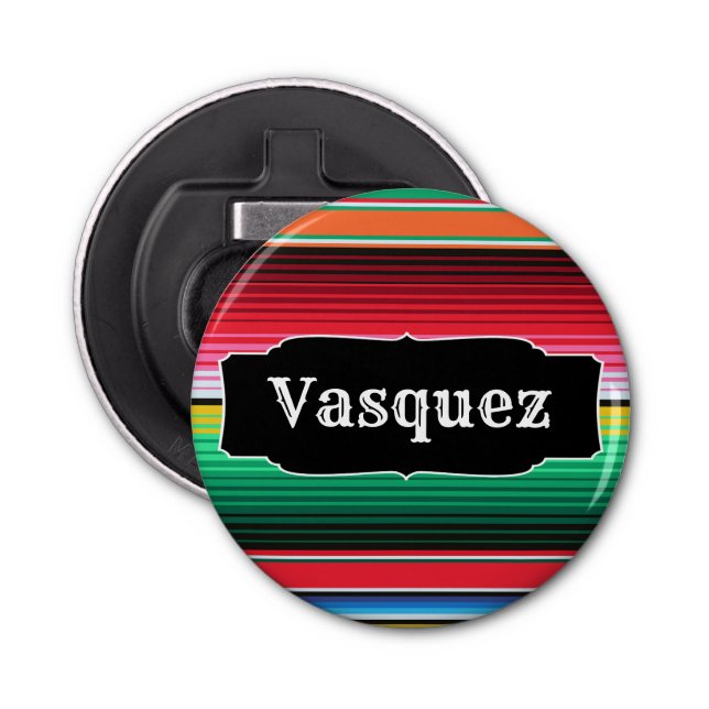 Custom Spanish Serape Mexican Blanket Personalised Bottle Opener (Front)