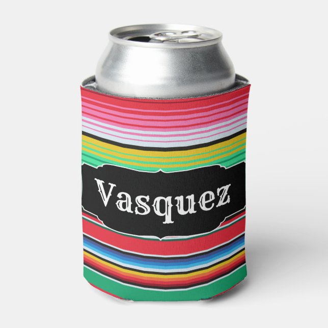 Custom Spanish Serape Mexican Blanket Personalised Can Cooler (Can Front)