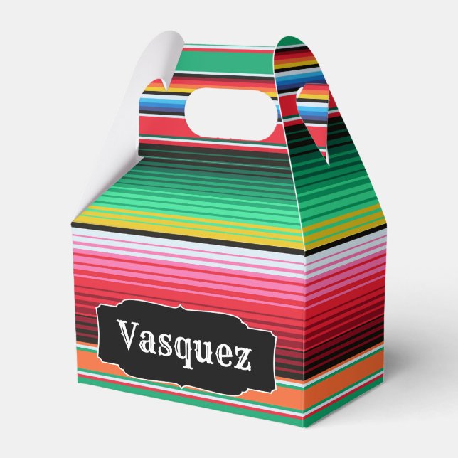 Custom Spanish Serape Mexican Blanket Personalised Favour Box (Front Side)