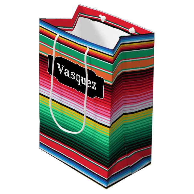 Custom Spanish Serape Mexican Blanket Personalised Medium Gift Bag (Front Angled)