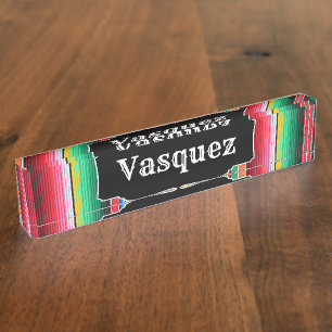 Custom Spanish Serape Mexican Blanket Personalised Nameplate